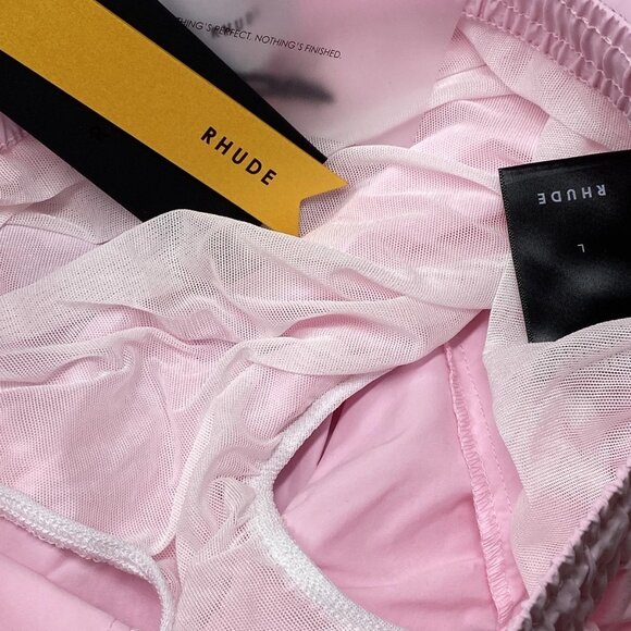 Rhude Men’s Embroidered Logo Swim Shorts Size L Dust Pink - Picture 3 of 8